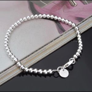 Stamped .925 Sterling Silver Round Bead Bracelet